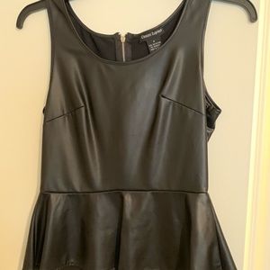 Cotton Express Faux Leather Peplum Top